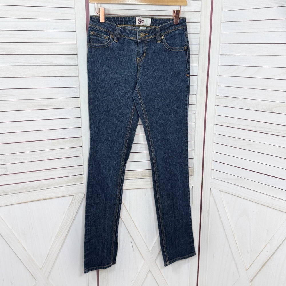 SO Juniors Y2K Vintage Jeans Women Sz 3 Blue Low Rise Straight Leg Skinny Stre